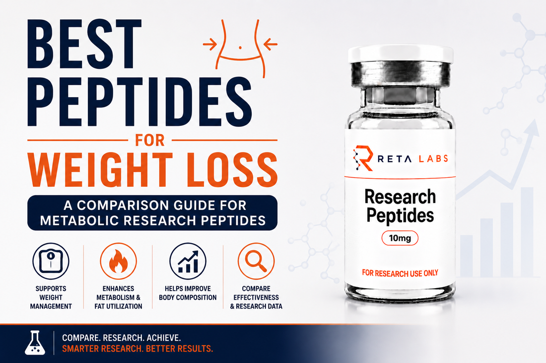  Metabolic research peptides compared — retatrutide, HGH Fragment 176-191, MOTS-c, tesamorelin, and SS-31 vials