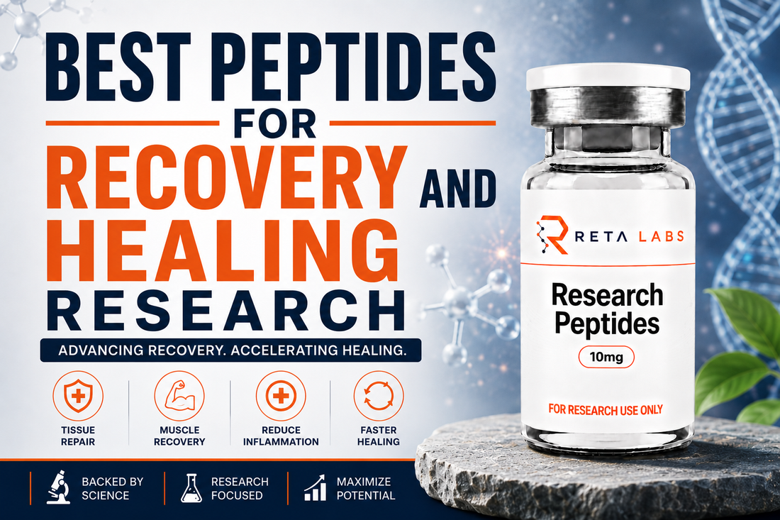 Comparison of research peptides studied in tissue repair and recovery — BPC-157, TB-500, GHK-Cu, Wolverine Stack, Glow Stack vials