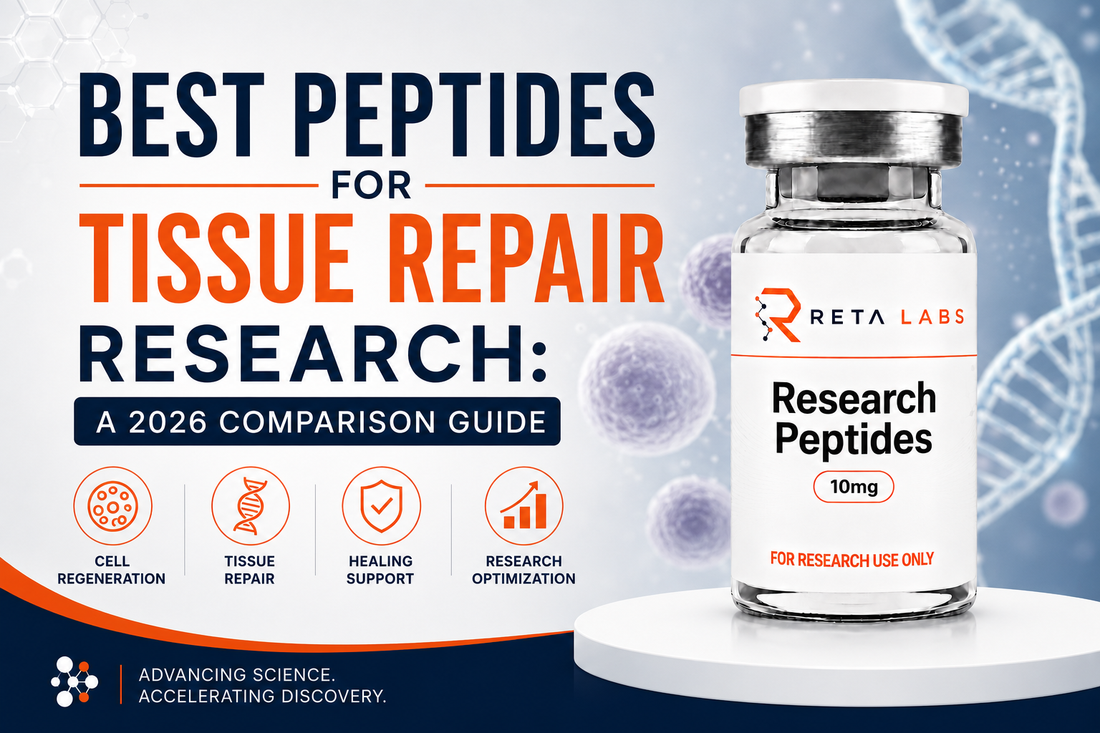 Comparison of the best peptides for tissue repair research — BPC-157, TB-500, and GHK-Cu vials