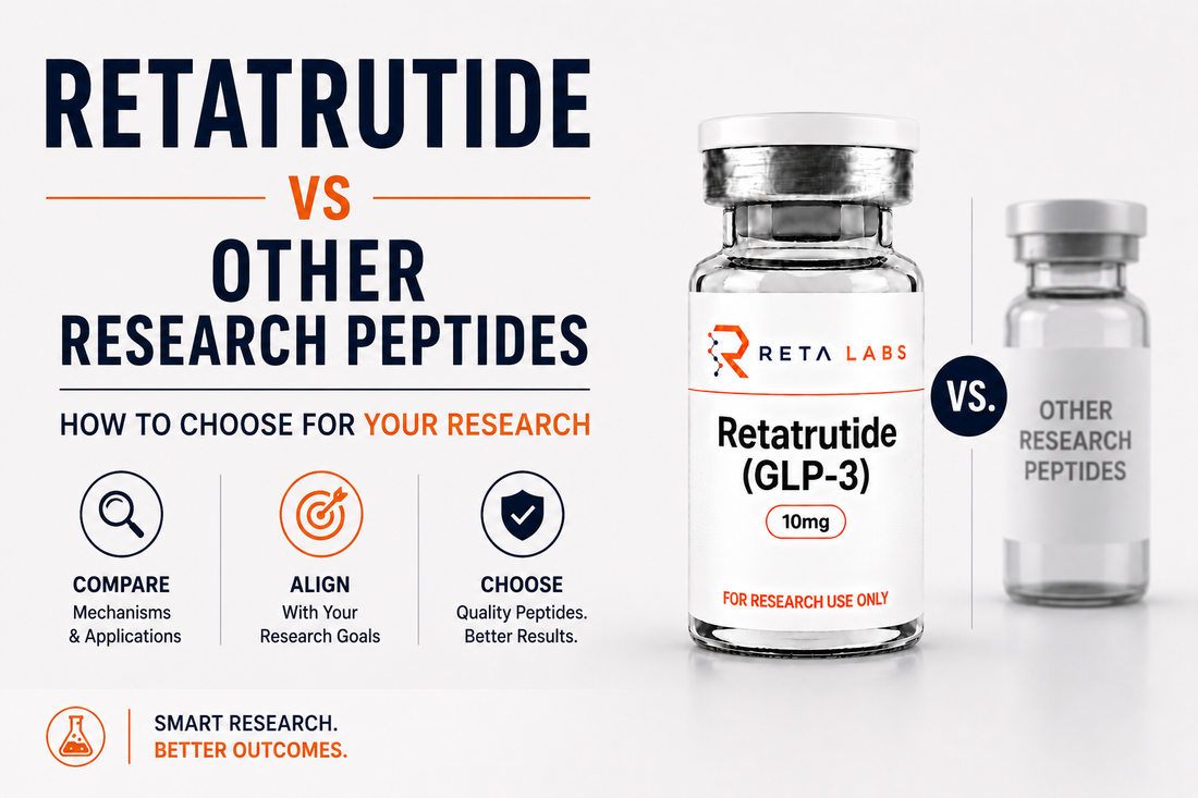 Retatrutide vs other research peptides — comparison of metabolic, repair, and mitochondrial research compounds