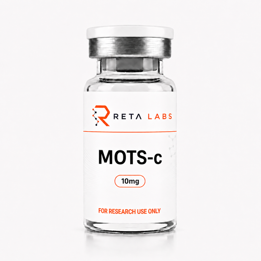 Lyophilized MOTS-c research peptide vial for laboratory research in Canada